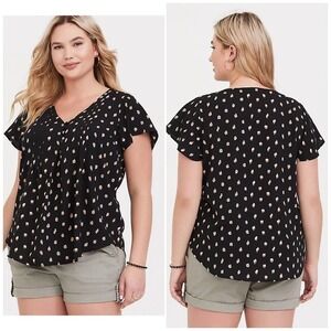 𝅺torrid Black and Brown Button Front Blouse Size 1 Plus Size 1X